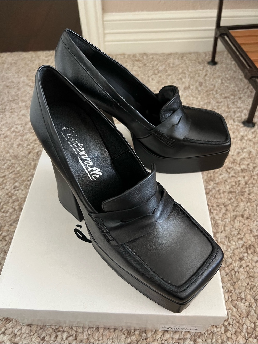 Black Platform Loafer Heels
